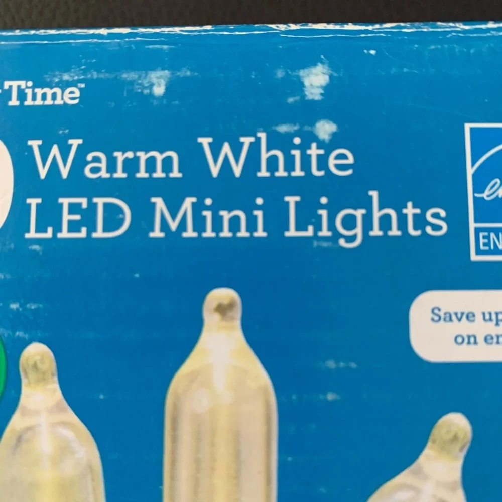 Holiday Time 50 Warm White LED Mini Christmas Lights Outdoor White Wire 12FT 7